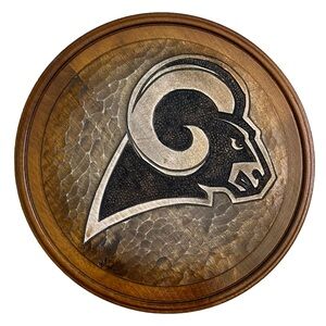 Vintage Hand Carved Wooden Los Angeles Rams NFL Decorative Plate